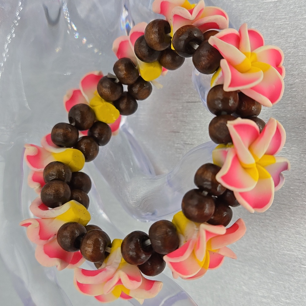 Hawaiian Pink Plumeria Stretch Bracelet